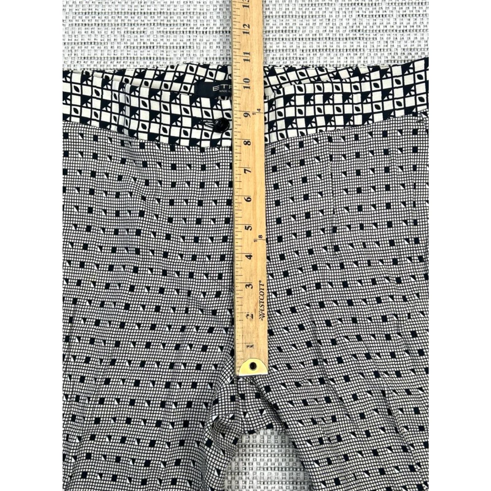 Etro ETRO Cigarette Pants Women 44 Gray Geometric Mid Rise Straight Chino with Stretch, Button, Zipper, Viscose, Dry Clean Only Size 30" / US 8 / IT 44 - 5 Thumbnail