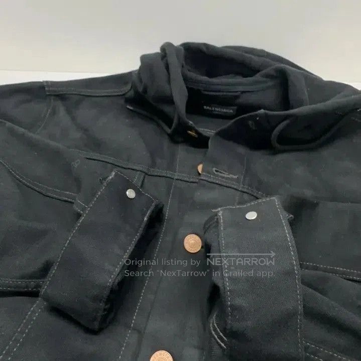 Balenciaga Balenciaga SS21 Black Denim Hooded Jacket. Size US M / EU 48-50 / 2 - 9 Thumbnail
