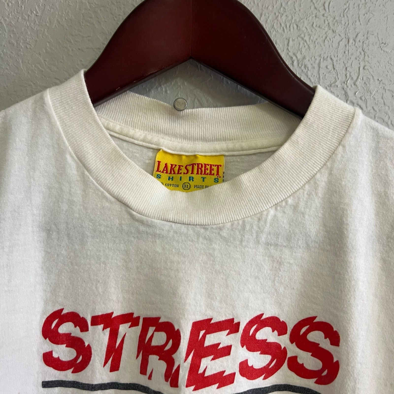 Vintage Vintage 90s "Stress " Retro "High on Stress" shirt Sz XL Size US XL / EU 56 / 4 - 3 Thumbnail