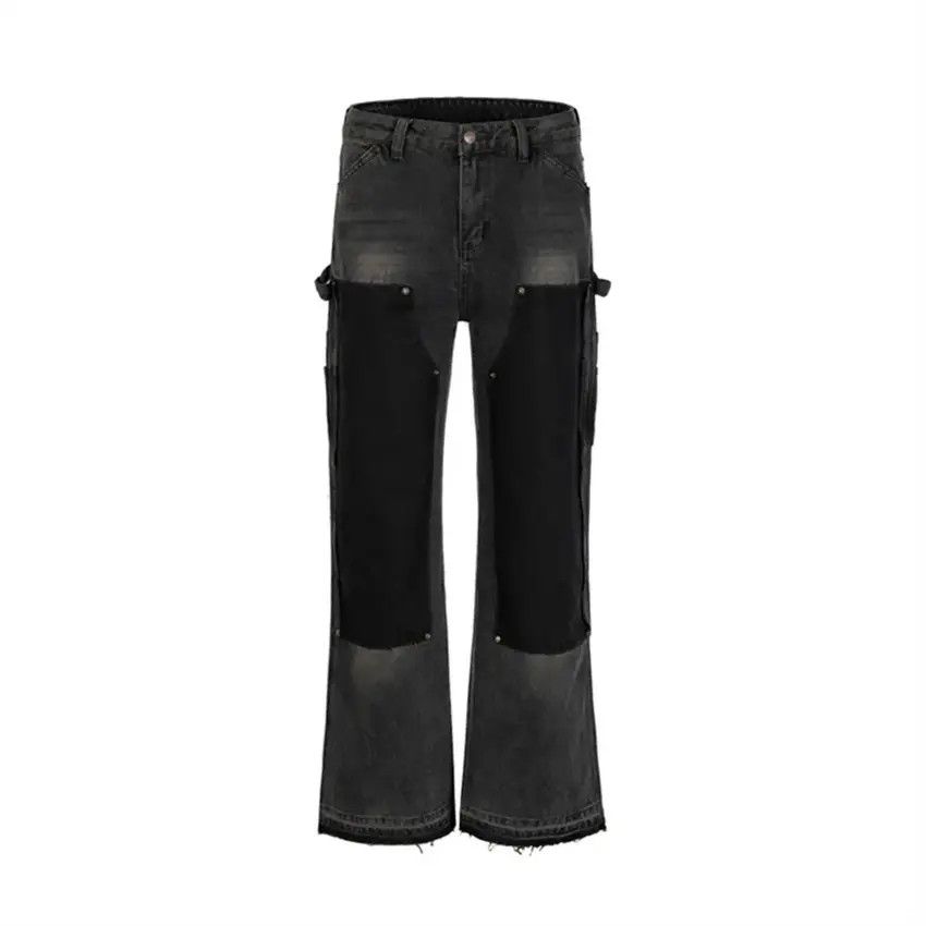 Designer × Japanese Brand Washed black distressed studded baggy jeans Size US 34 / EU 50 - 6 Thumbnail