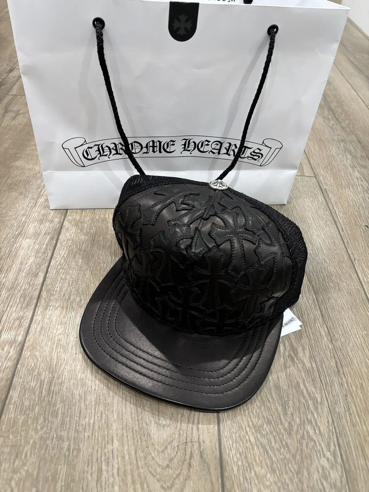 Leather Cross Patches Trucker Hat
