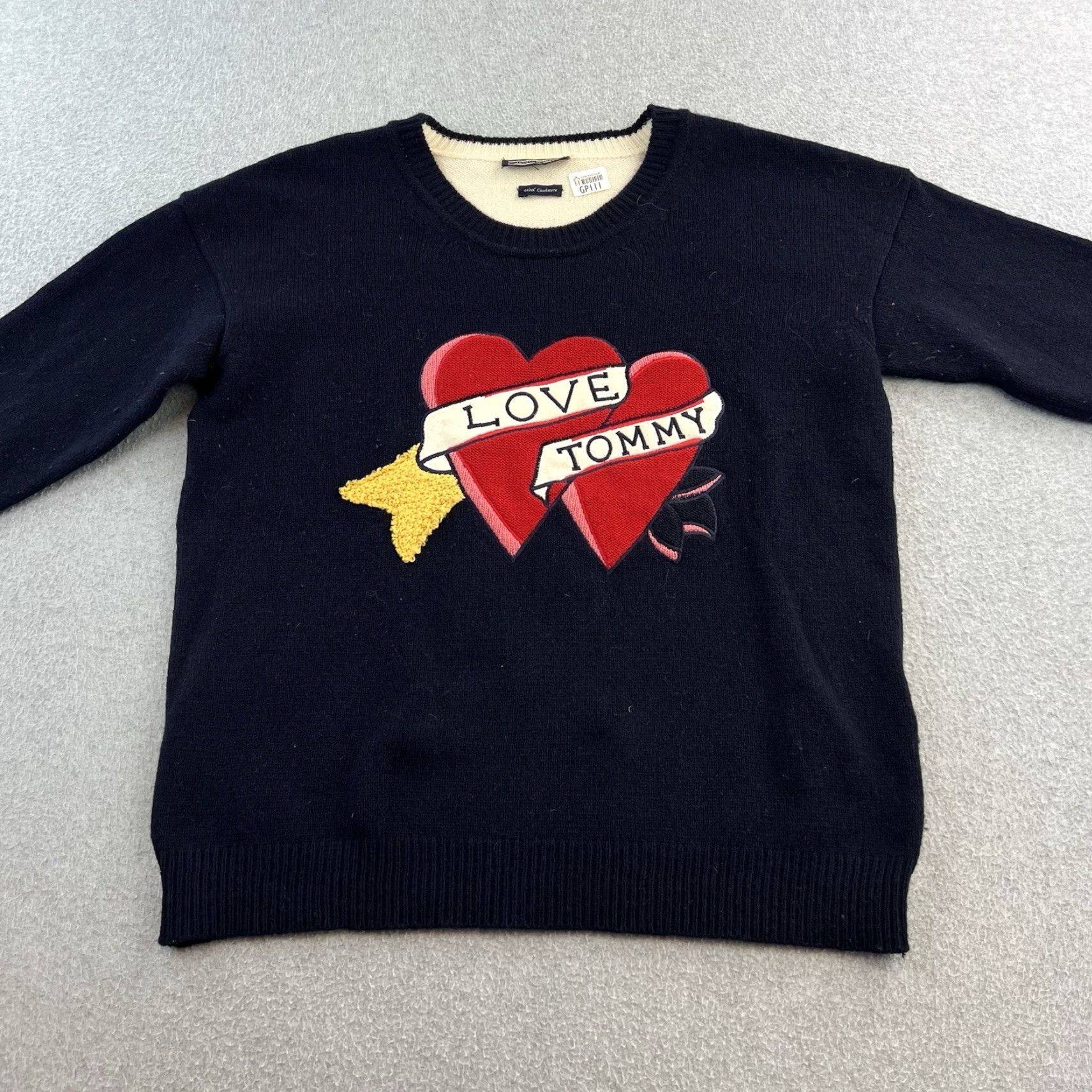 Tommy Hilfiger Tommy Hilfiger Sweater Womens Large Blue Long Sleeve Heart Graphic Wool Cashmere Pullover Size L / US 10 / IT 46 - 4 Thumbnail