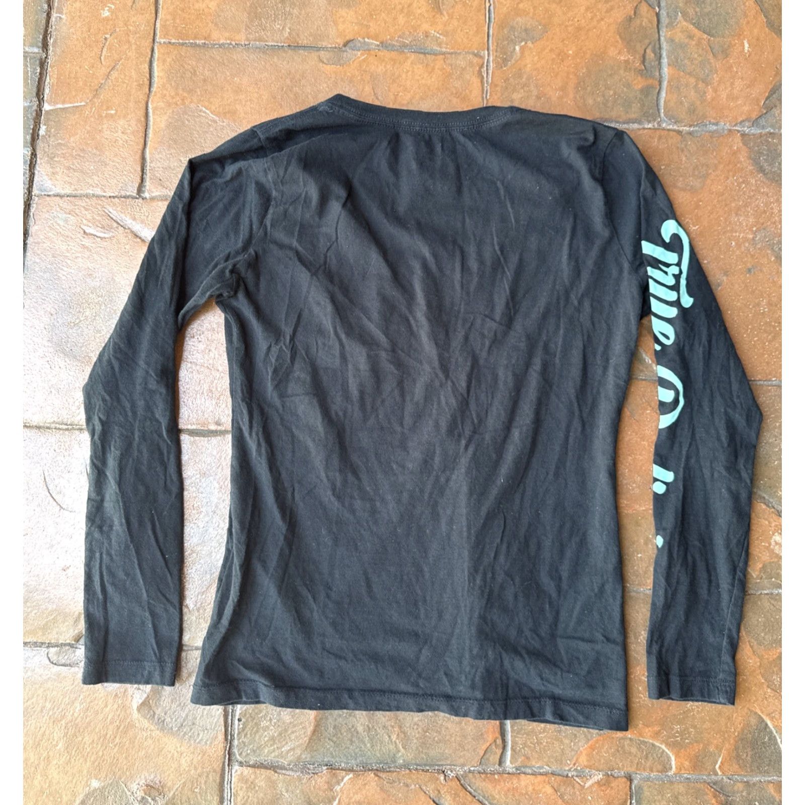 True Religion VINTAGE Y2K True Religion Buddha Long Sleeve Shirt Top Women’s XS Black Crew Neck Pullover Casual Knit Cotton Rhinestone Grunge Size XS / US 0-2 / IT 36-38 - 3 Thumbnail