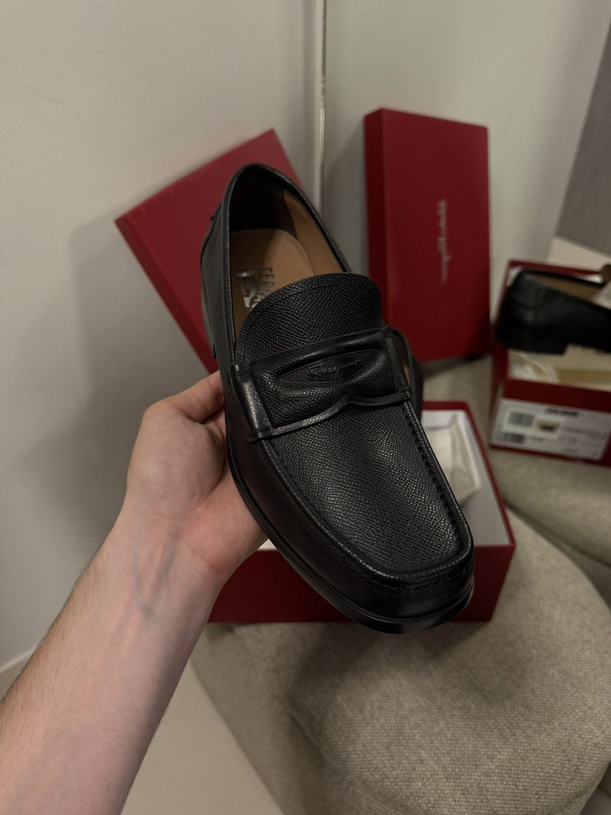 Salvatore Ferragamo Ferragamo LANZAROTE Penny Pebbled Grain Dress Loafers Size US 9 / EU 42 - 3 Thumbnail