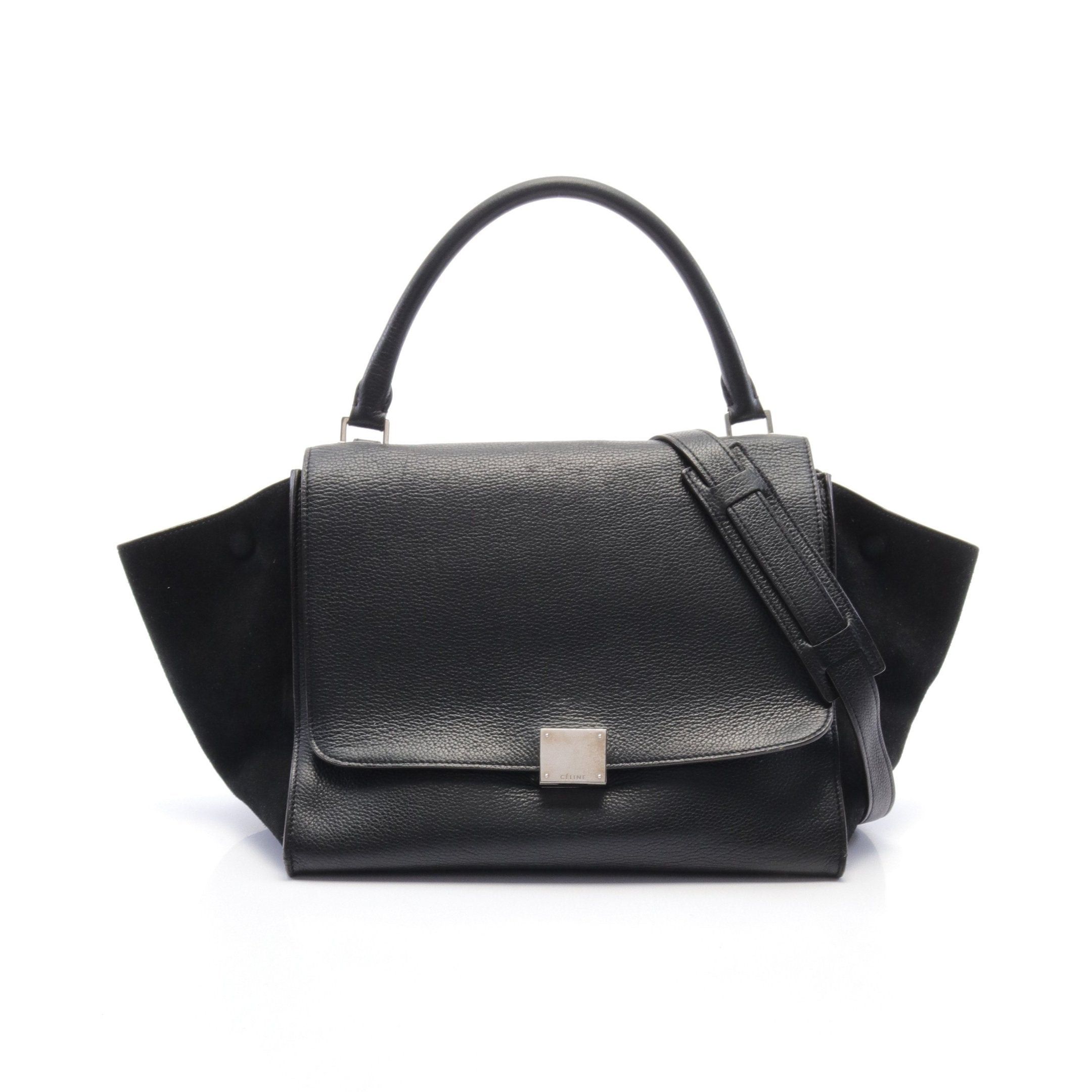 Celine Celine Trapeze Medium Handbag Leather Suede Black Size ONE SIZE - 1 Thumbnail