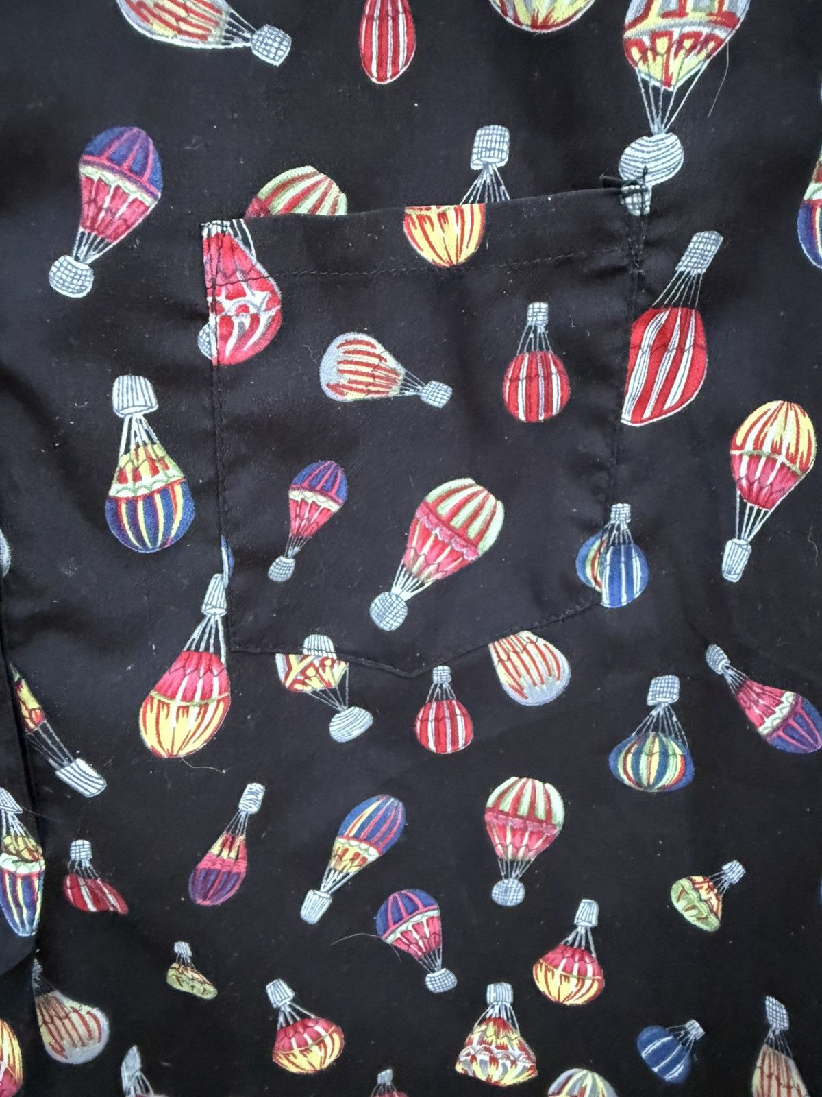 Other CALS Cal Style Hot Air Balloon Black Blouse Roll Tab Sleeve Size L / US 10 / IT 46 - 3 Thumbnail