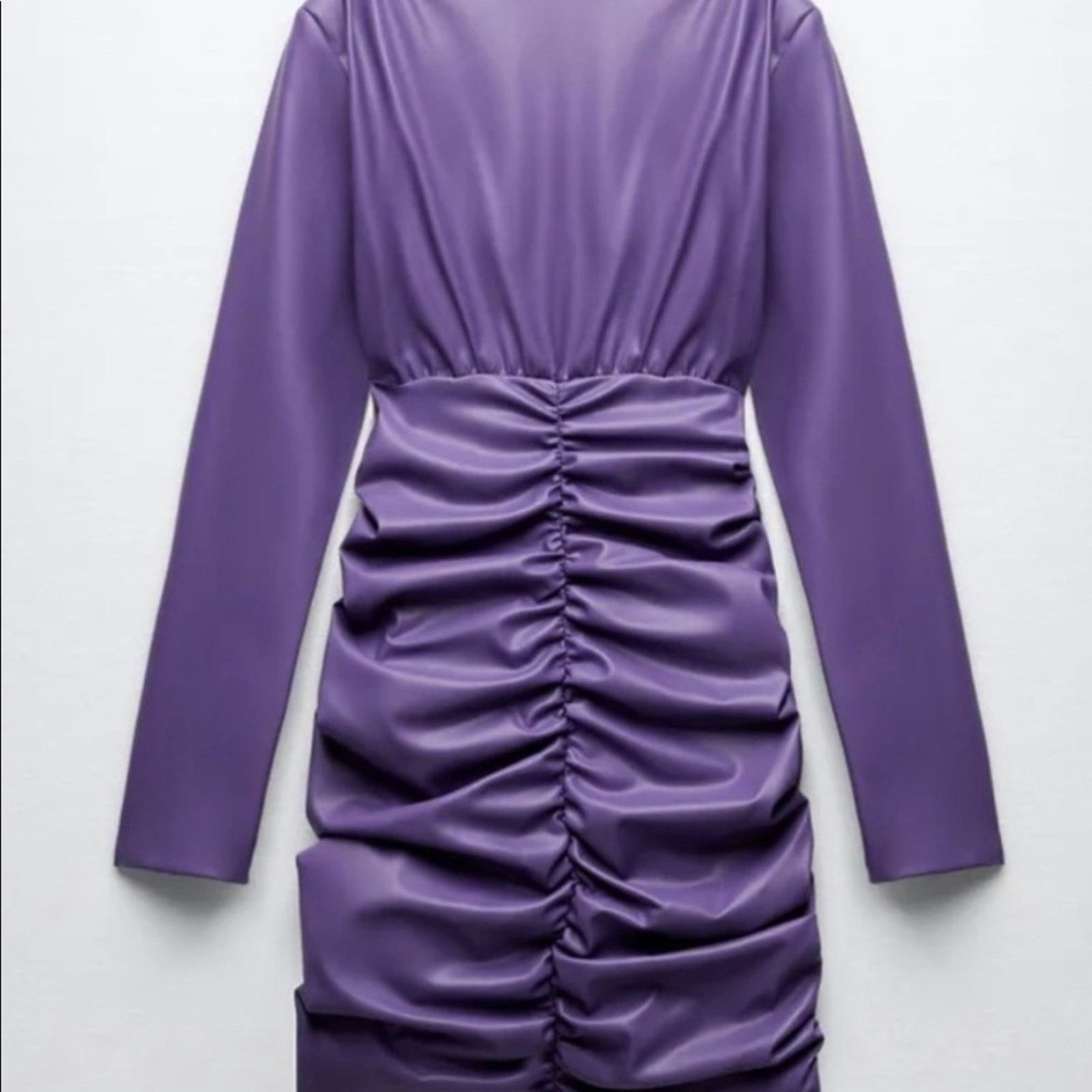 Zara ZARA BLOGGER FAVORITE FAUX LEATHER DRESS PURPLE Size S / US 4 / IT 40 - 14 Thumbnail