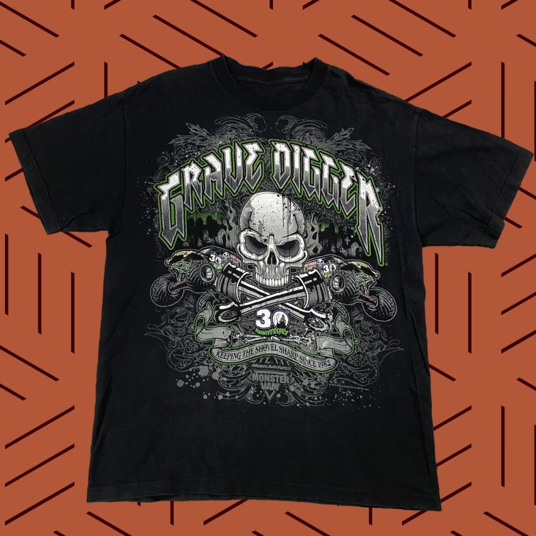 Vintage VINTAGE Grave Digger Monster Jam T-Shirt Main Graphic Black Men's L Adult Large Cotton Alstyle 1301 Skull Truck 2012 30th Anniversary Size US L / EU 52-54 / 3 - 1 Thumbnail