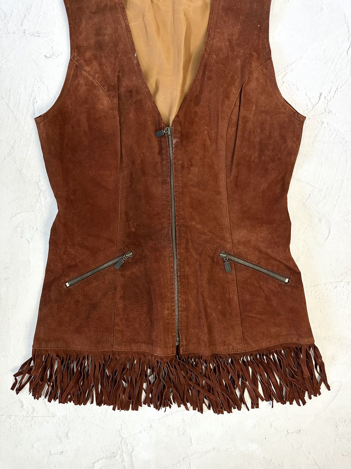 If Six Was Nine Vintage Brown Suede Zipper Vest Size M / US 6-8 / IT 42-44 - 2 Thumbnail