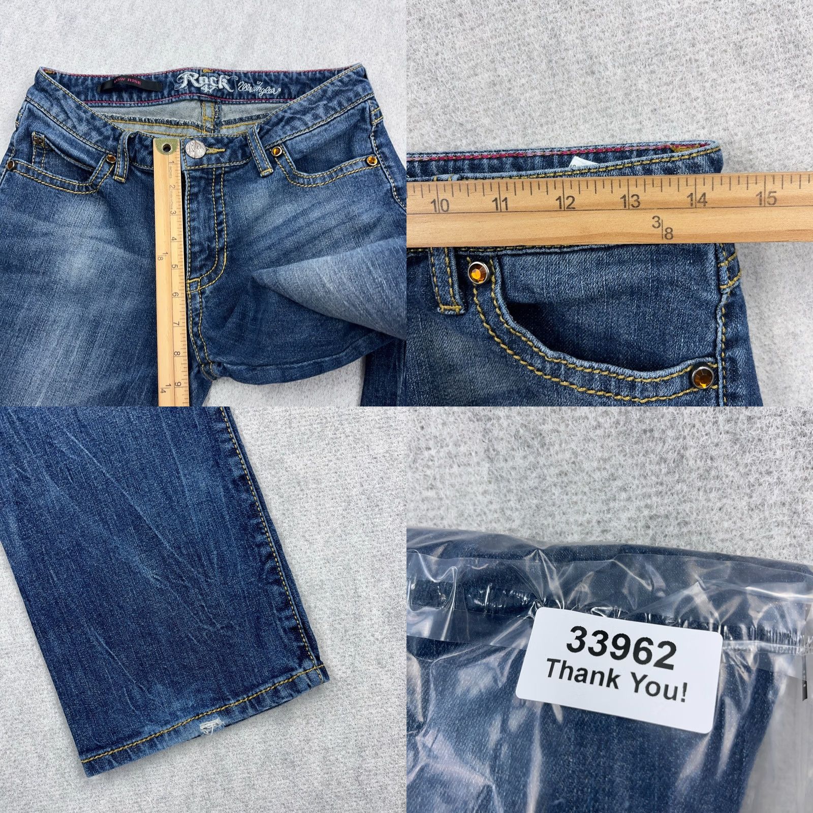 Wrangler Wrangler Rock 47 Jeans Women Bootcut 7/8 x 32 Low Rise Dark Wash Blue Denim Stretch Regular 5-Pocket Size 30" / US 8 / IT 44 - 9 Thumbnail