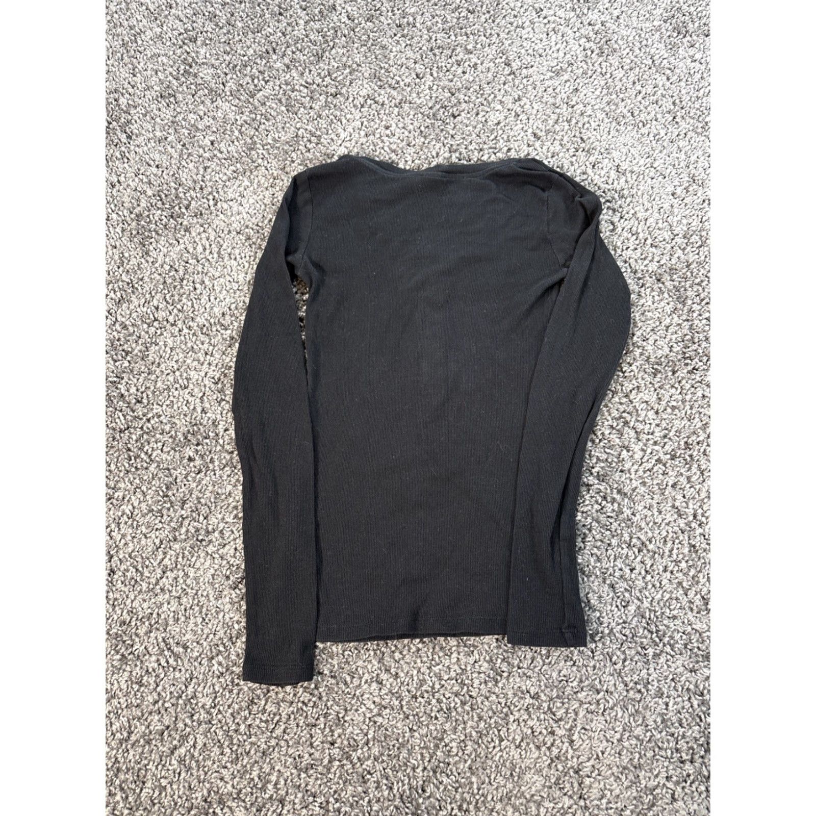 H&M H&M Henley Womens XS Black Thermal Grunge Top Blouse Size XS / US 0-2 / IT 36-38 - 5 Thumbnail
