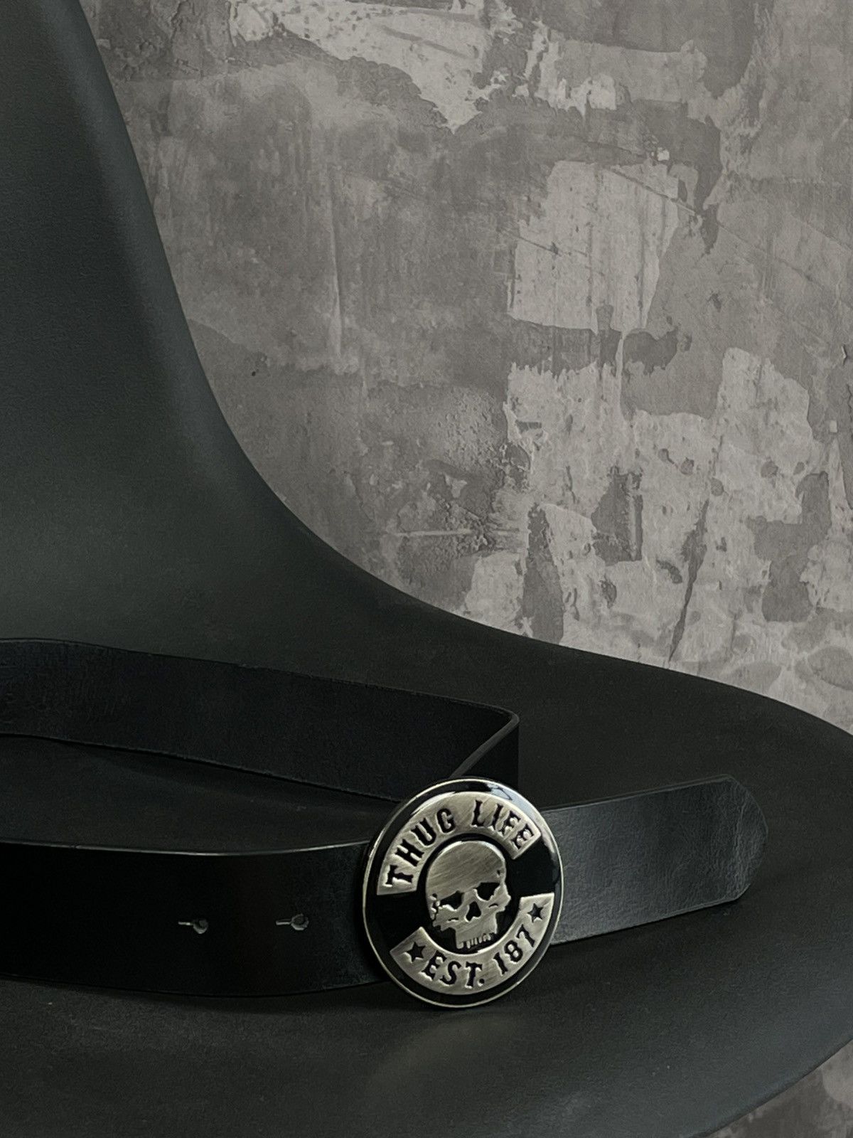 Hysteric Glamour Y2K Big Metal Buckle “Thug Life” Streetwear Black Belt Size ONE SIZE - 4 Thumbnail