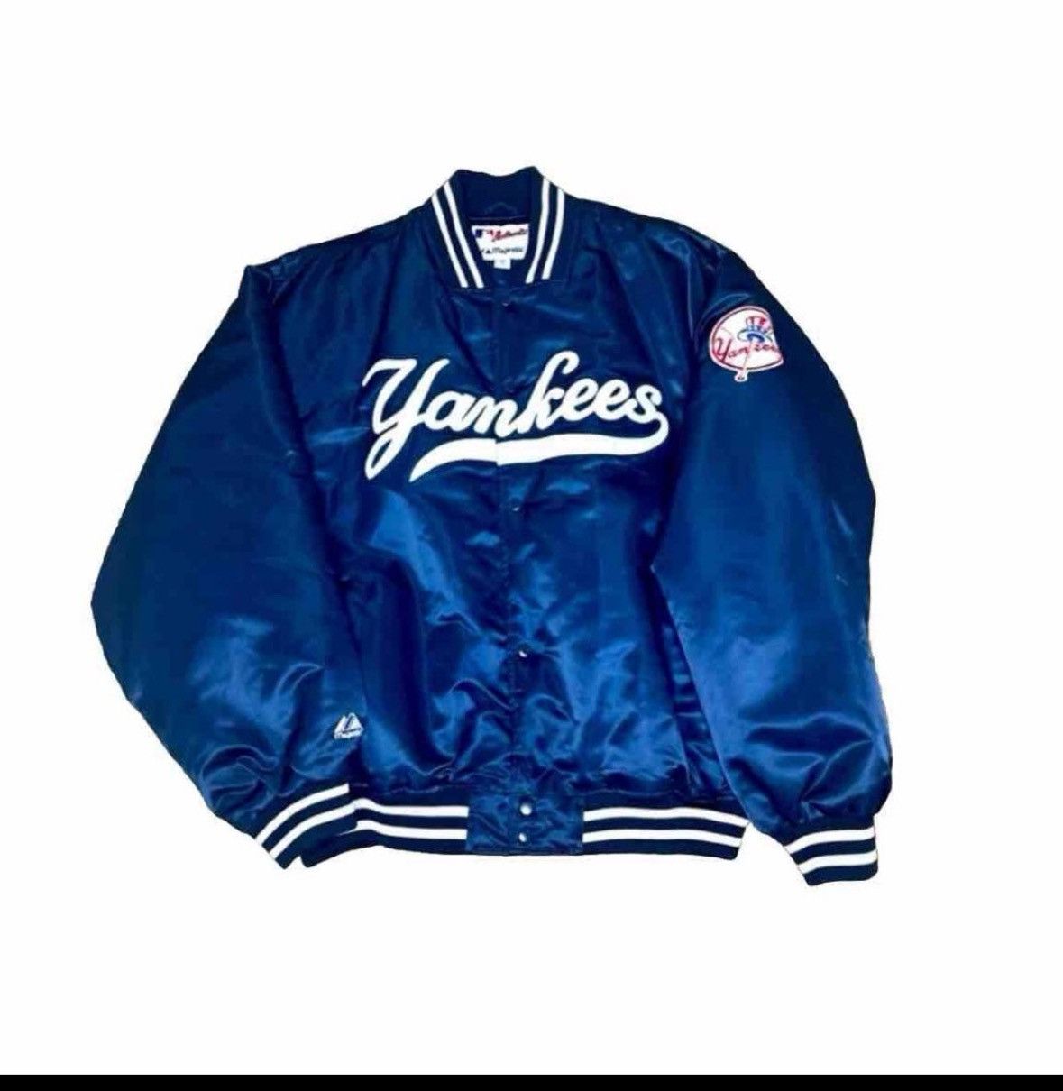 image of Starter x Vintage Newyork Yankees Bomber Jacket in Blue, Men's (Size 2XL)