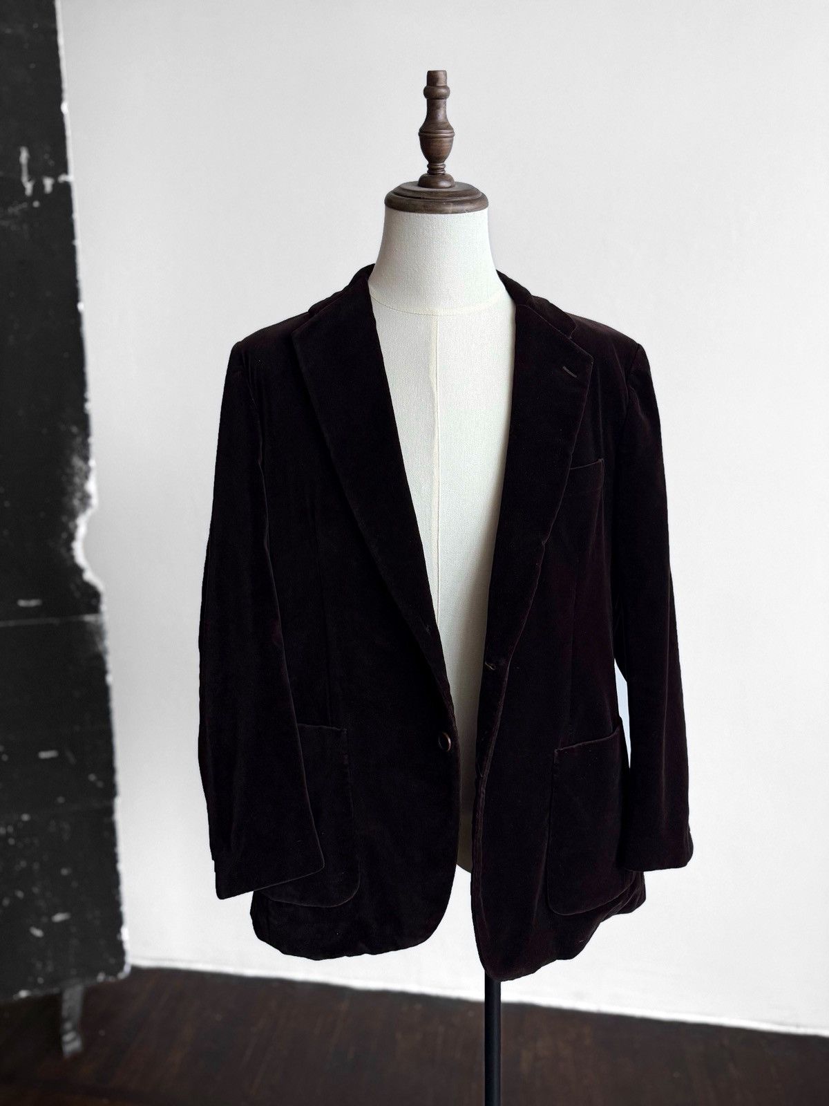 Hermes Hermes Mens Velour Cotton Blazer Dark Brown Tailored Jacket Size 38S - 6 Thumbnail