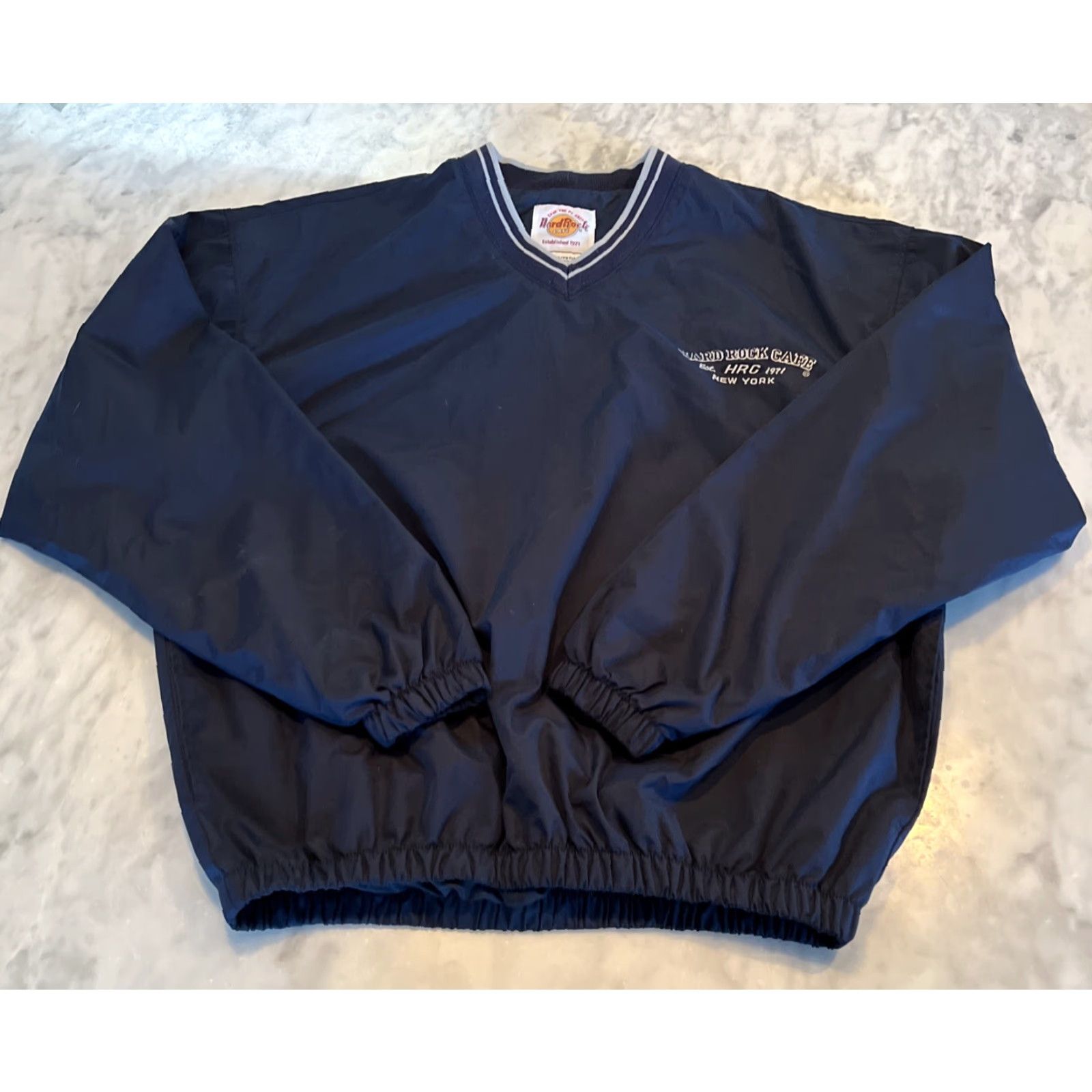 Hard Rock Cafe VINTAGE HARD ROCK CAFE Small Petit New York Nylon pullover windbreaker Jacket Navy Blue Mens Size US S / EU 44-46 / 1 - 2 Thumbnail