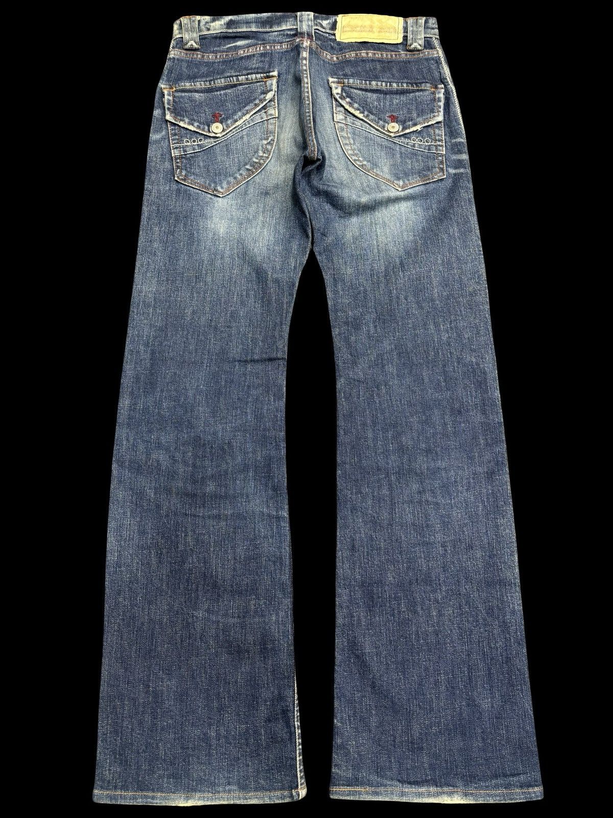 Japanese Brand 💥Super Flare💥Vtg 90s Style Blue Way StoneWash Denim F472 Size US 32 / EU 48 - 2 Thumbnail