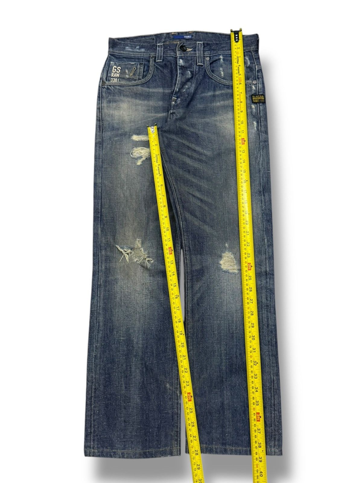 G-Star Vintage G-Star RAW 3301 Attacc Straight Distressed Denim 31 Size US 31 - 13 Thumbnail