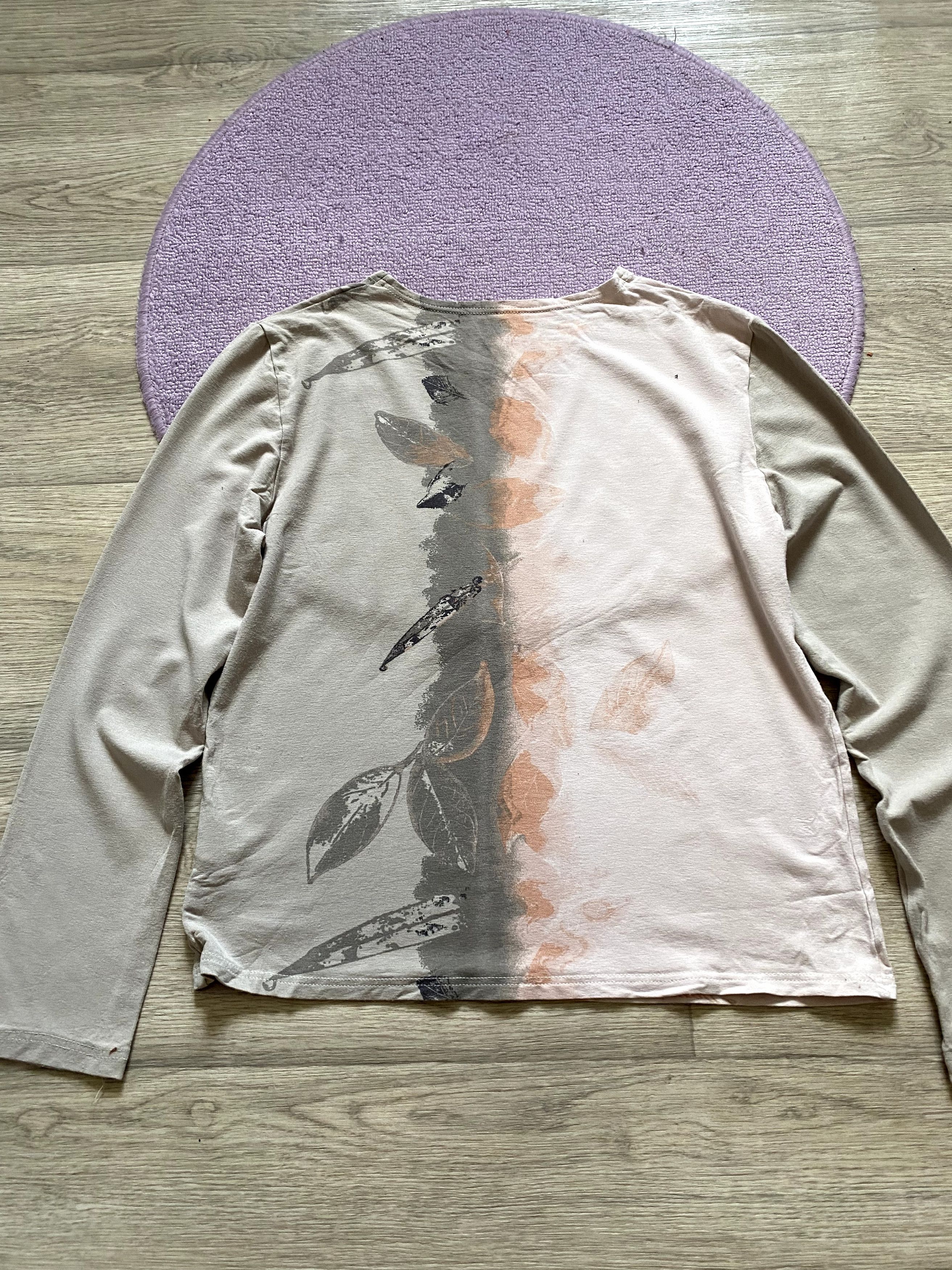 If Six Was Nine × Japanese Brand Y2K Avant Garde Biege Leaves Longsleeve Glamour Size M / US 6-8 / IT 42-44 - 6 Thumbnail