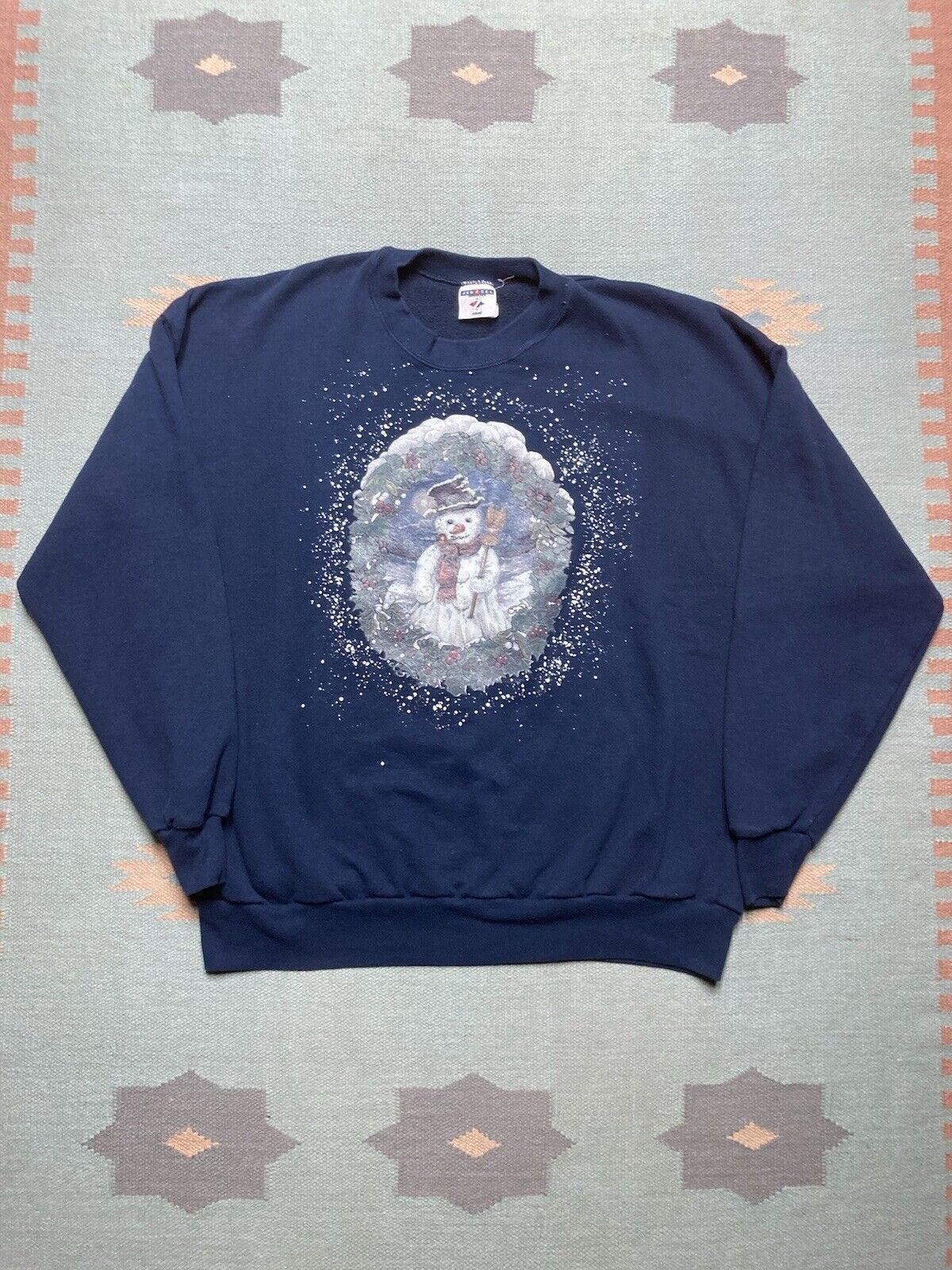 Jerzees × Vintage VTG crewneck sweatshirt snowman winter snow navy blue 3XL Size US XXL / EU 58 / 5 - 1 Thumbnail