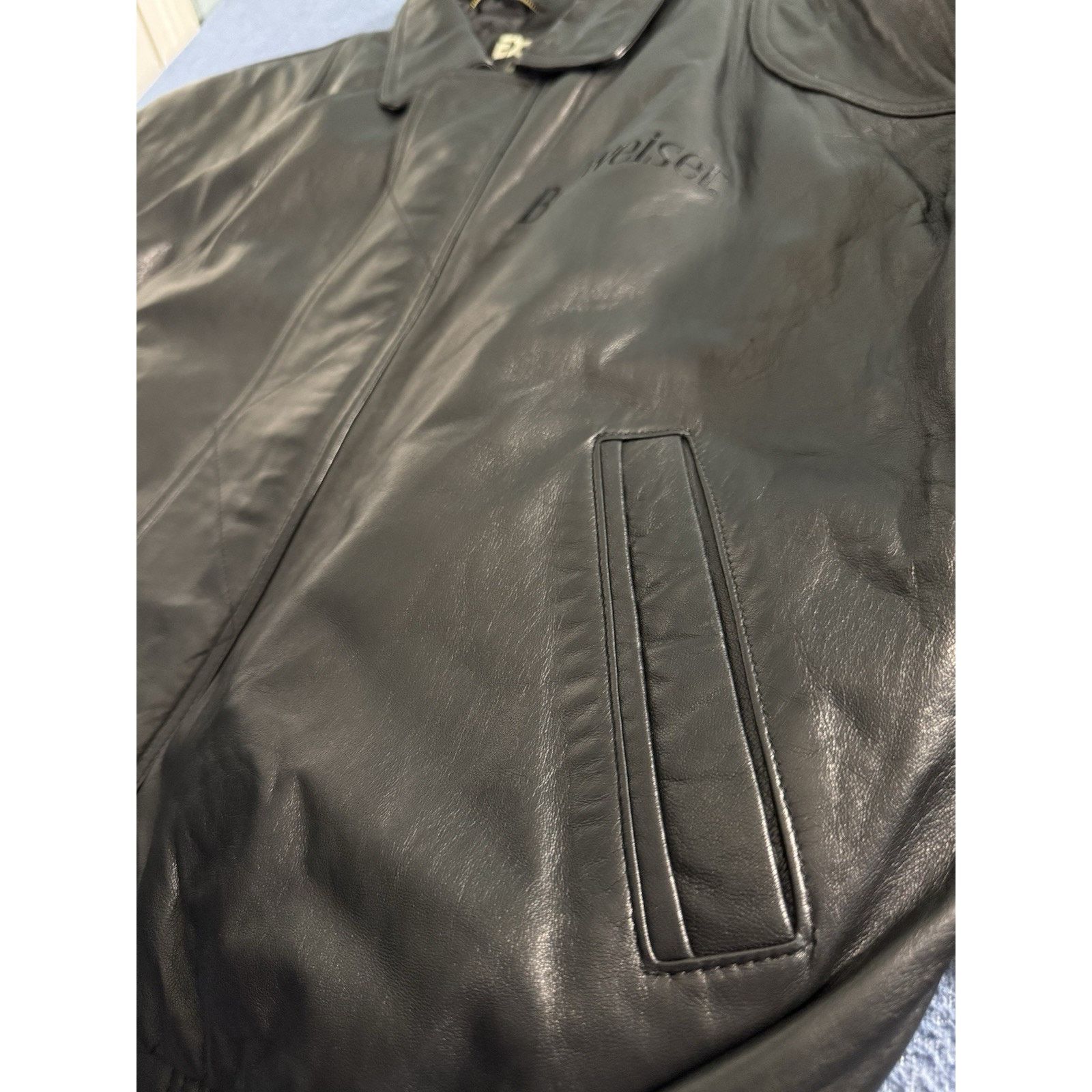 Excelled Excelled Budweiser Genuine Lambskin Leather Bomber Jacket Size US L / EU 52-54 / 3 - 9 Thumbnail