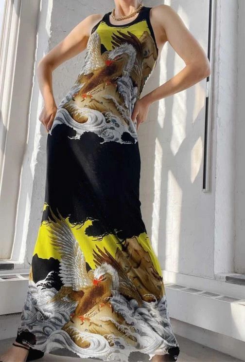 image of Jean Paul Gaultier Jean Paul Kendall Jenner Hawk Eagle Japanese Dress, Women's