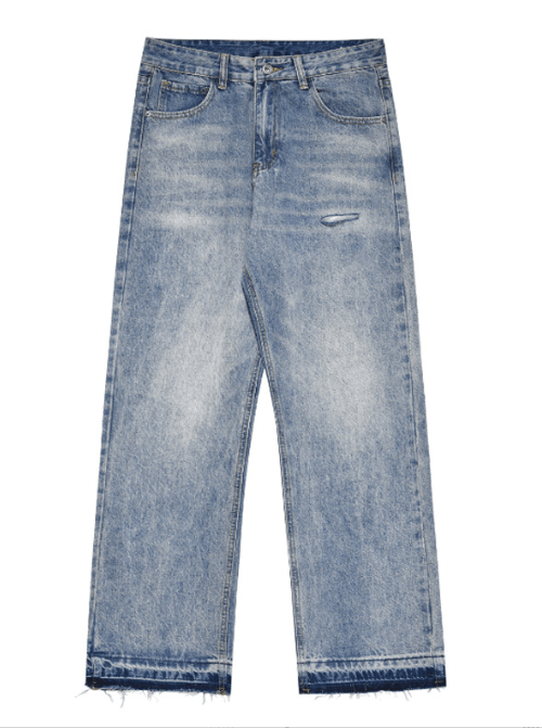 Japanese Brand × Jean American street washed loose versatile ripped straight jeans Size US 32 / EU 48 - 5 Thumbnail