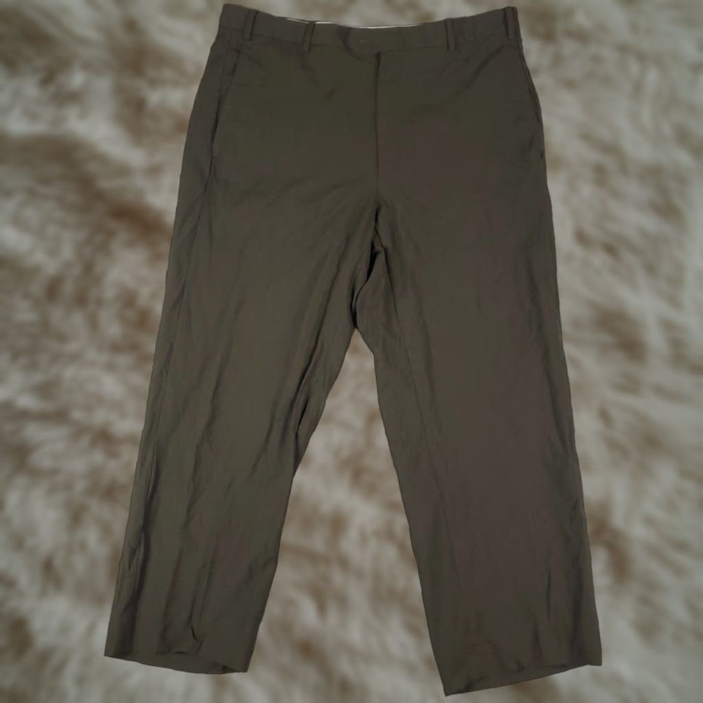 Zanella Zanella Pants Mens 36x26 Wool Dress Flat Front Brown Chino Trousers Regular Straight Size US 36 / EU 52 - 1 Thumbnail