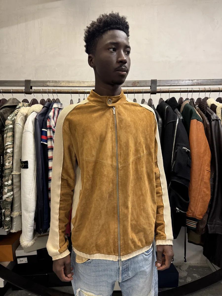 Versace Versace Hybrown Camel Leather & Cotton Zip-up Biker Jacket Size US M / EU 48-50 / 2 - 2 Thumbnail