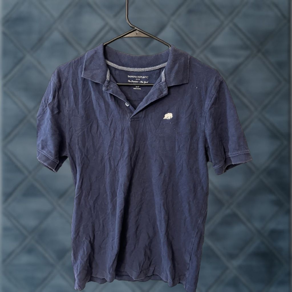 Banana Republic VINTAGE Banana Republic Slim Fit Solid Cotton Polo Shirt Size Small Navy Blue Mens Size US S / EU 44-46 / 1 - 1 Thumbnail