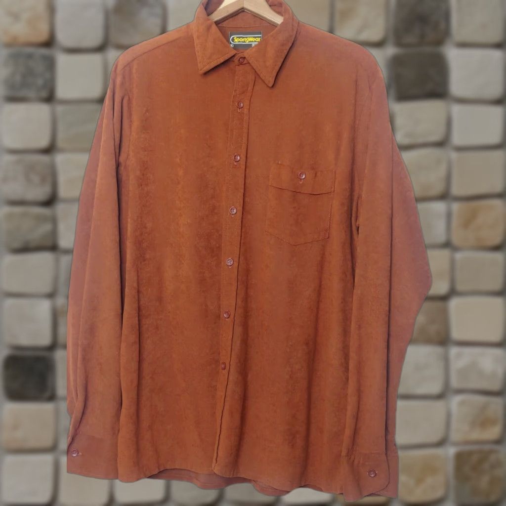 Sears VINTAGE Sears Sportswear Shirt XL Brown Velour Button-Down 70s Disco Grandpa Men’s Shirts Size US XL / EU 56 / 4 - 1 Thumbnail