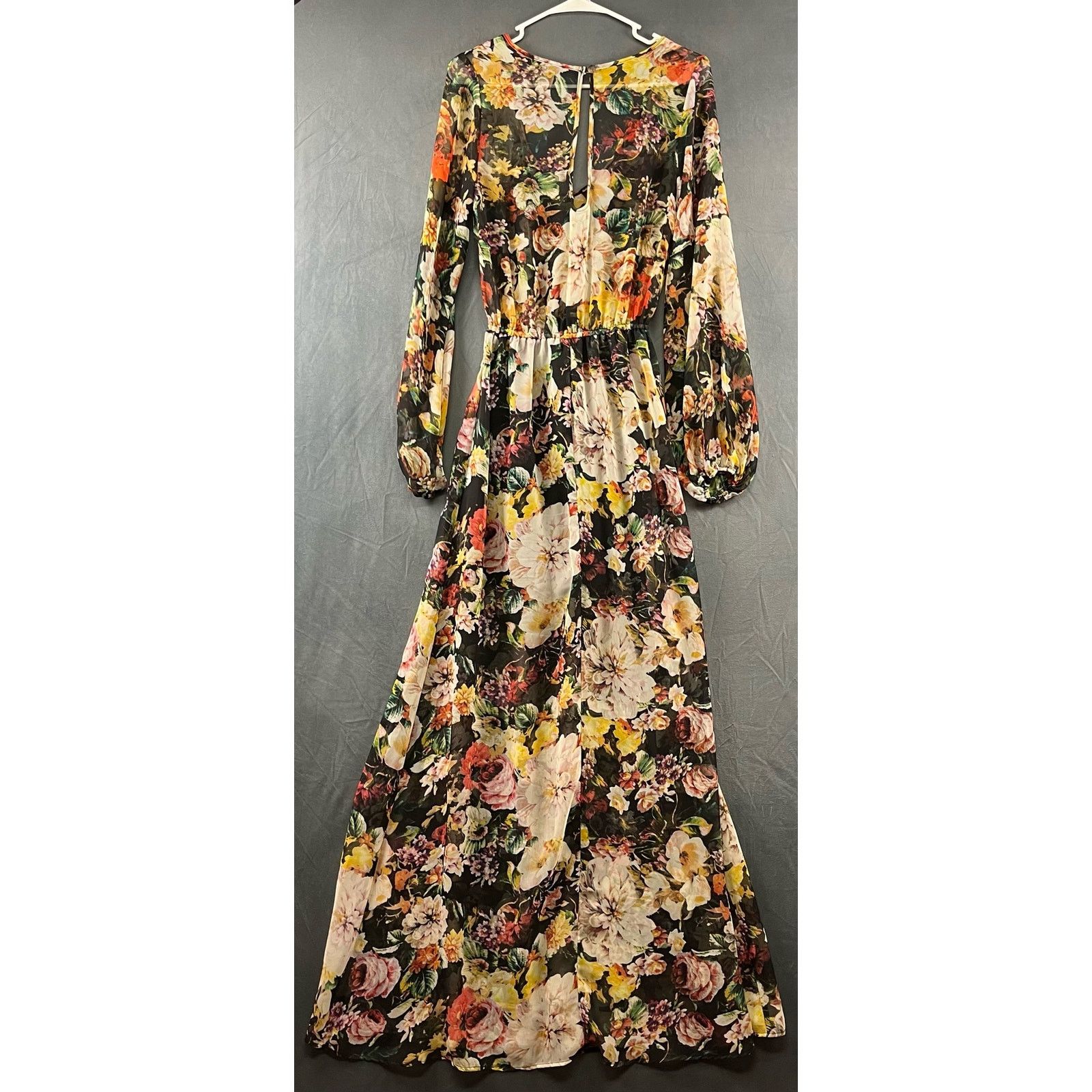 Other Floral Chiffon Maxi Dress Sleeves Cottage Peek A Boo Back Size S / US 4 / IT 40 - 2 Thumbnail