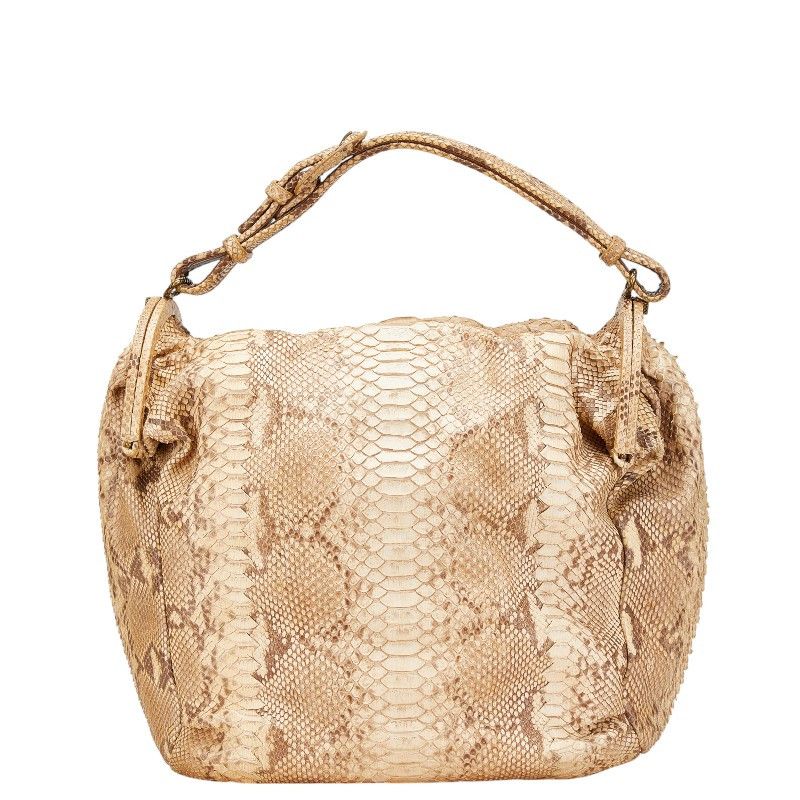 Bottega Veneta Bottega Veneta Python Leather Shoulder Bag Leather Shoulder Bag in Beige, Women's