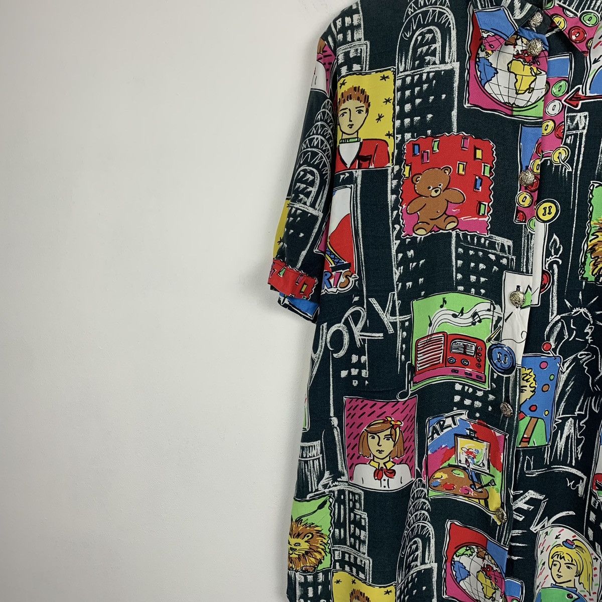 Vintage Crazy Art Vintage Shirt Short Sleeve Abstract Pattern 90’s Size US XS / EU 42 / 0 - 5 Thumbnail