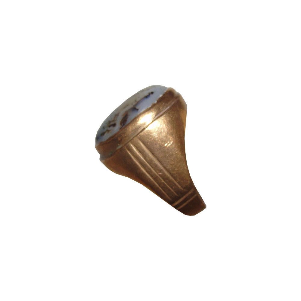 Handmade Mens Hand Made Brass Copper and Agate Stone Ring Size ONE SIZE - 3 Thumbnail