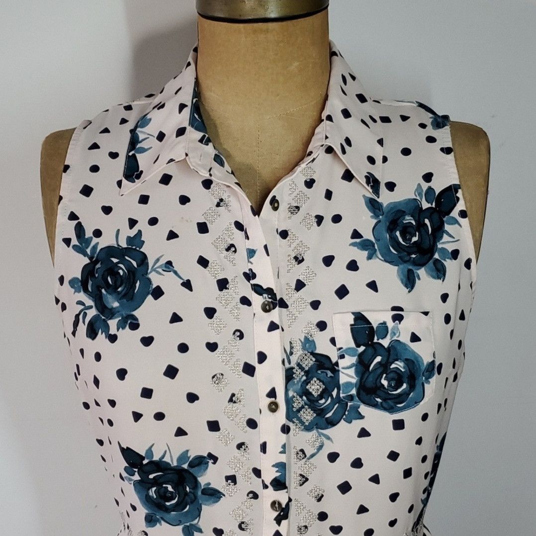 Other Maison Jules Size M Dress Blush Pink Floral Chiffon Button Size M / US 6-8 / IT 42-44 - 4 Thumbnail
