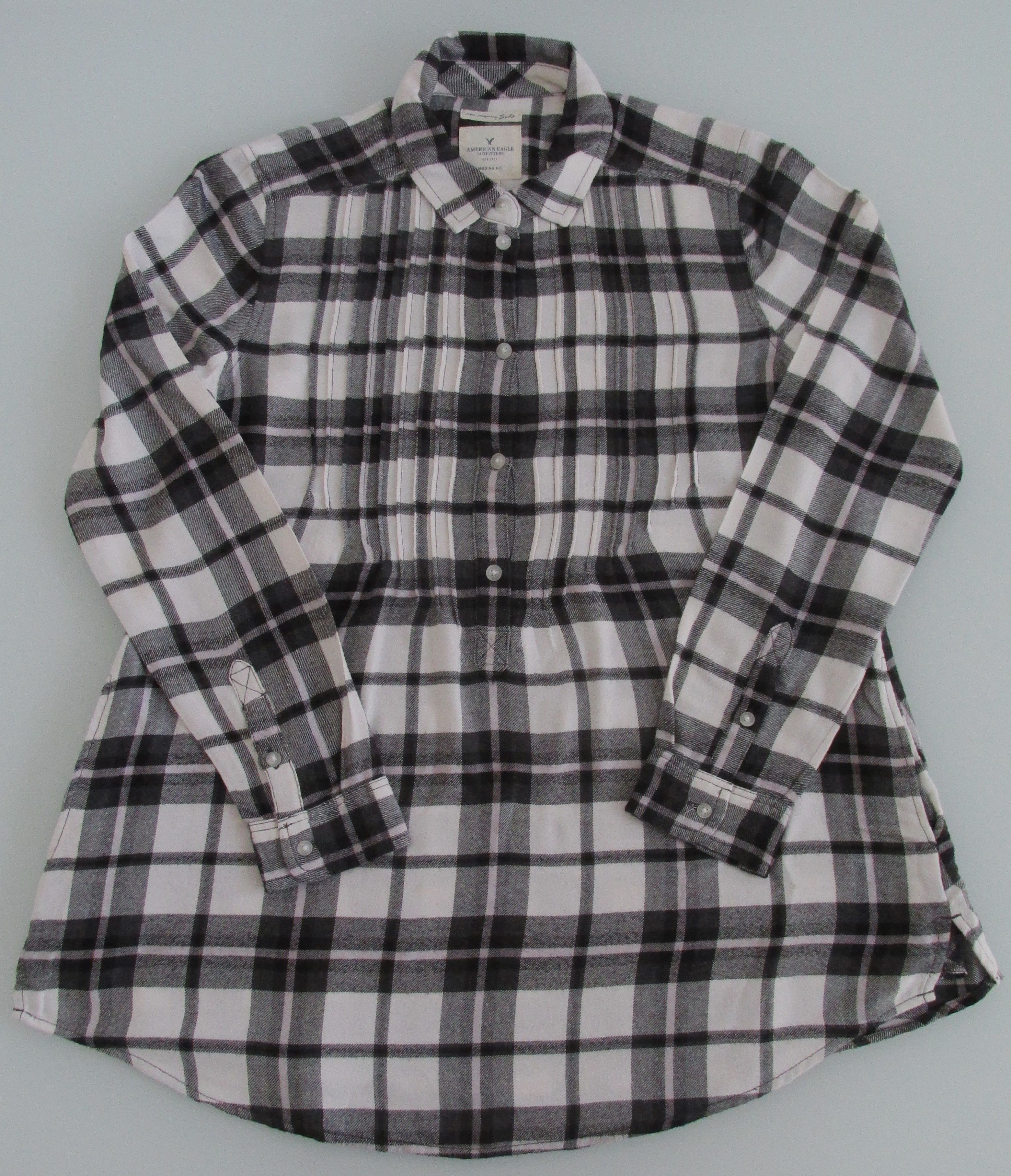 American Eagle Outfitters American Eagle Women's Soft Flannel Pleated Shirt Size Small Size S / US 4 / IT 40 - 1 Thumbnail