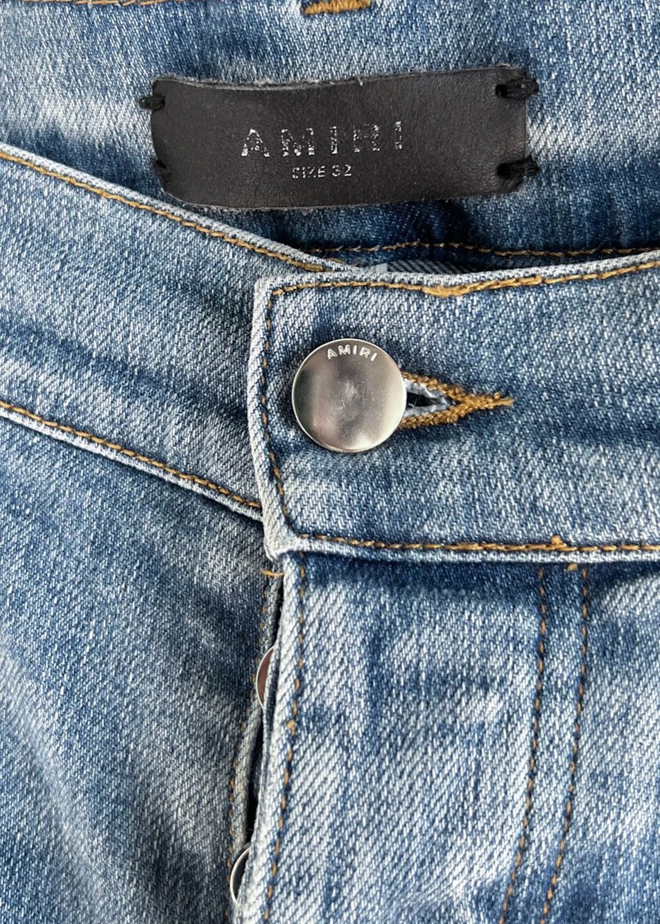 Amiri Washed Blue Green Camo MX1 Jeans