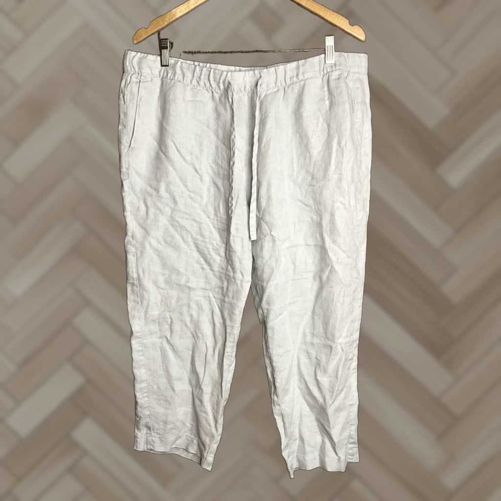 J. Jill VINTAGE J.Jill Love Linen Wide-Leg Pants Size Large Pockets 28” Inseam White Womens Linen Pull On 100% Linen Love Linen Style Packaged? Size 36" / US 14 / IT 50 - 1 Thumbnail