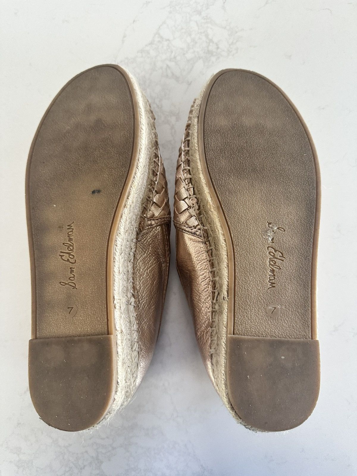 Sam Edelman SAM EDELMAN ROSE GOLD LEATHER CATHERINE ESPADRILLES SZ 7 Size US 7 / IT 37 - 11 Thumbnail