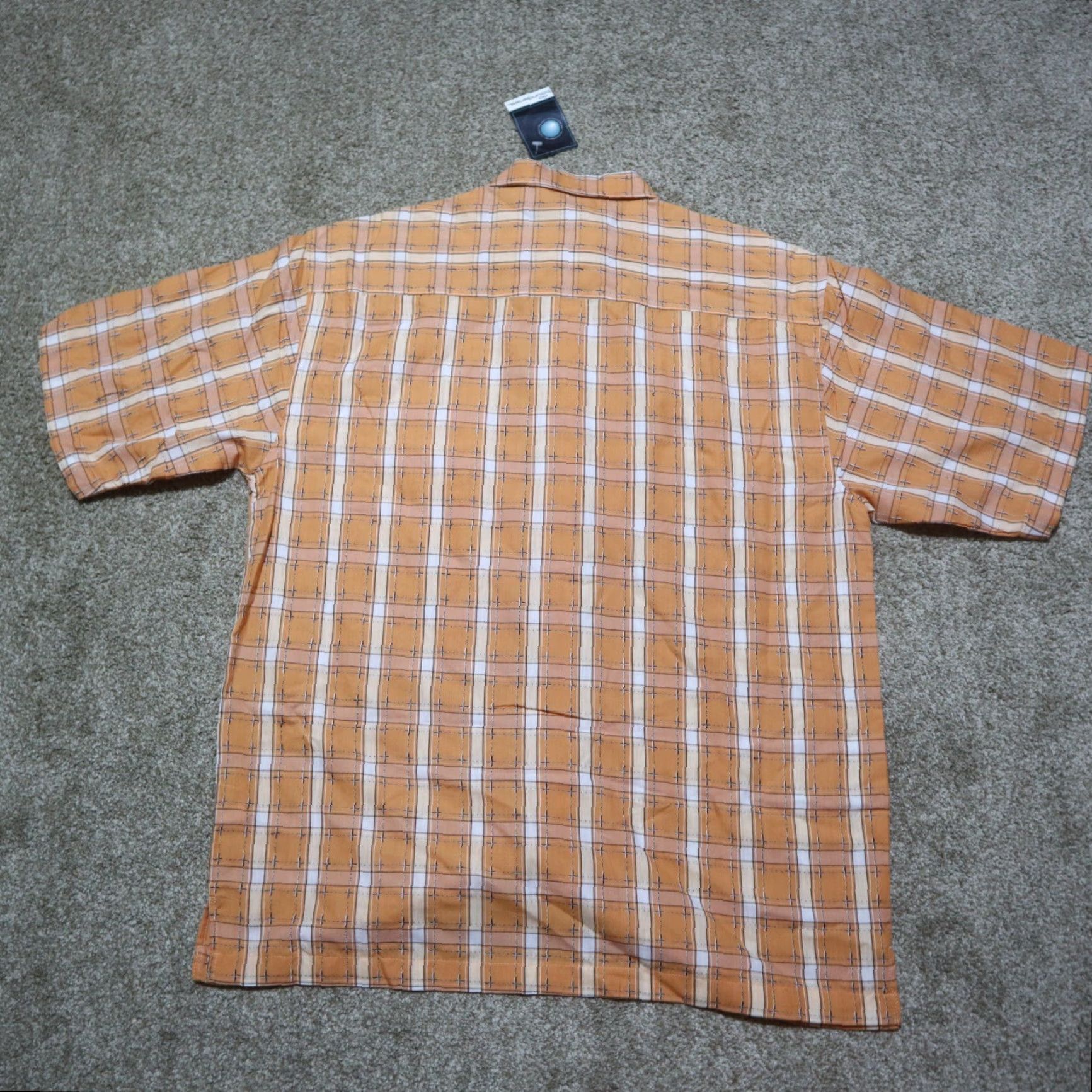 Vintage No Boundaries Shirt Adult M Orange Plaid Short Sleeve Button-Up 100% Cotton Casual Mens Size US M / EU 48-50 / 2 - 7 Thumbnail