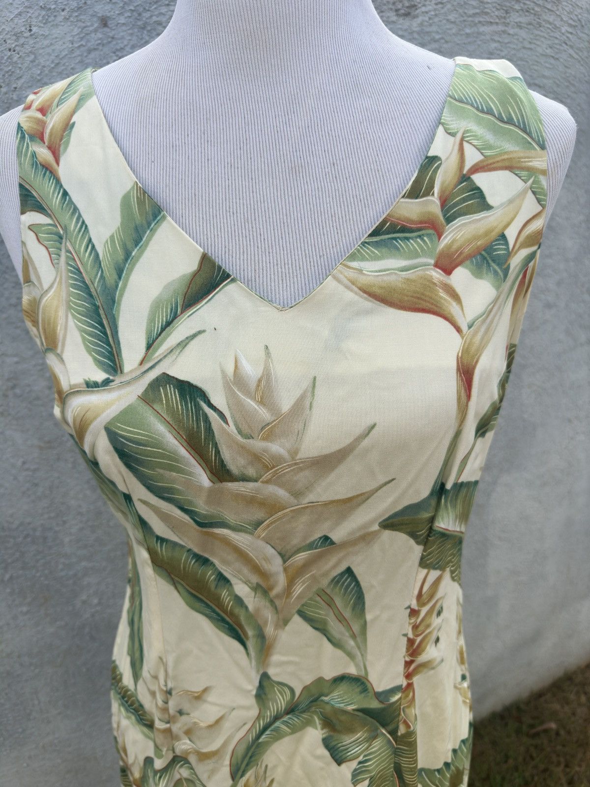 Tori Richard Tori Richard Dress Bird of Paradise Beige/Green Women's M Size M / US 6-8 / IT 42-44 - 4 Thumbnail