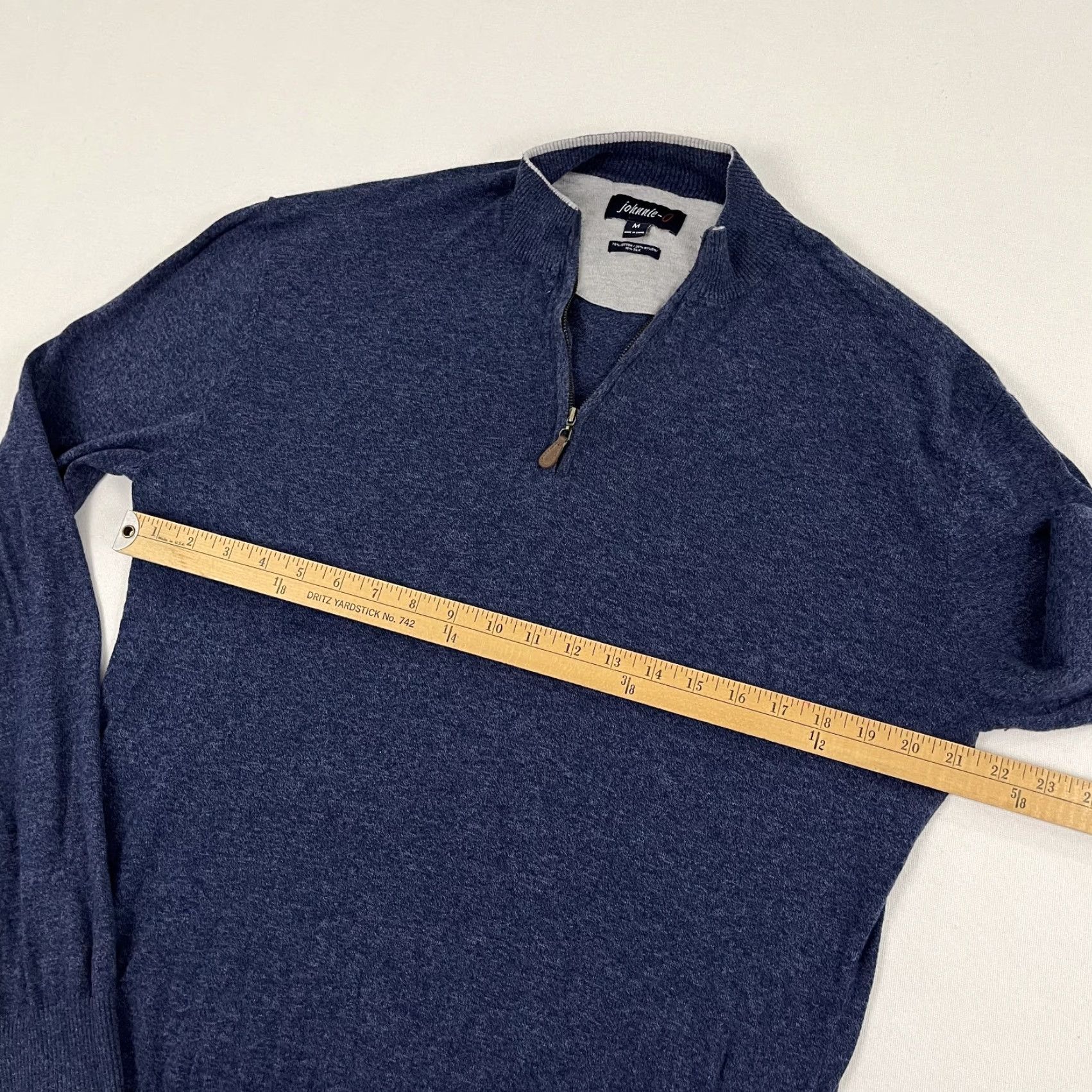 johnnie-O VINTAGE Johnnie O Bailey Pullover Mens Medium Blue Silk Blend Golf Quarter Zip Preppy Size US M / EU 48-50 / 2 - 4 Thumbnail
