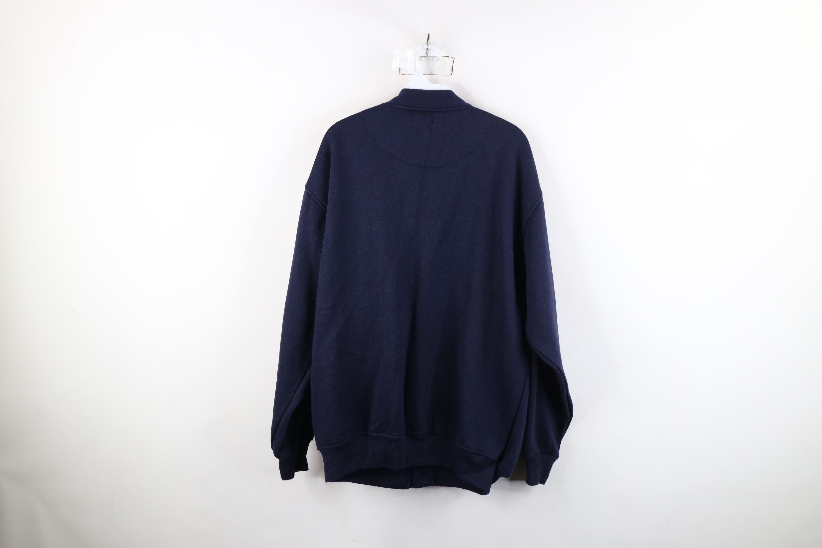 Vintage Vintage 90s Streetwear Blank Cardigan Sweatshirt Navy Blue Size US L / EU 52-54 / 3 - 11 Thumbnail