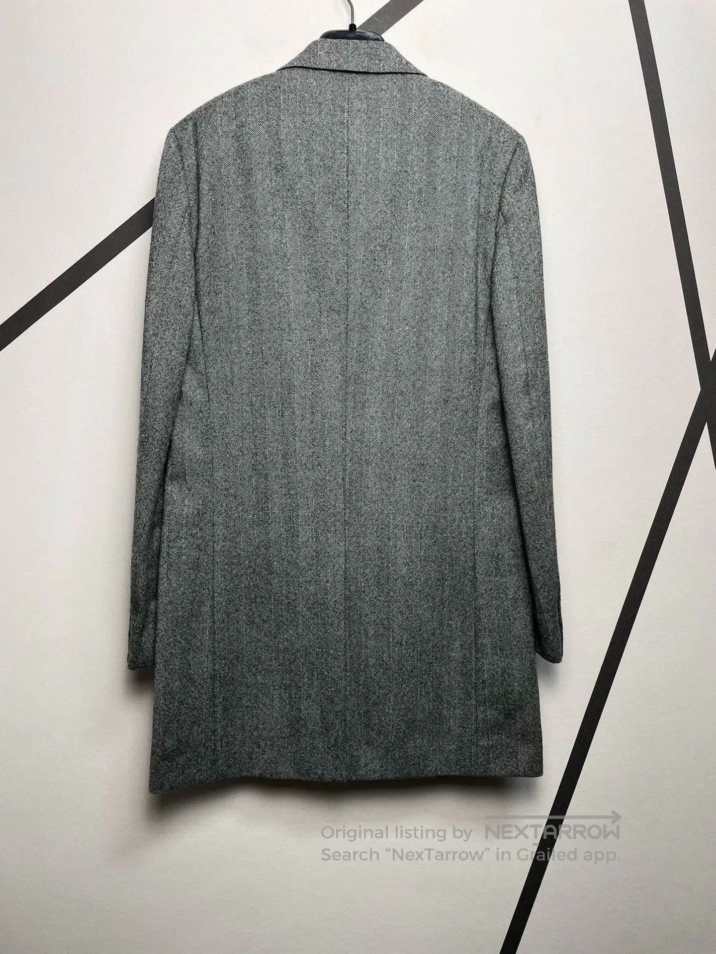 Saint Laurent Paris Saint Laurent Gray Herringbone Wool Coat. Size US M / EU 48-50 / 2 - 2 Thumbnail