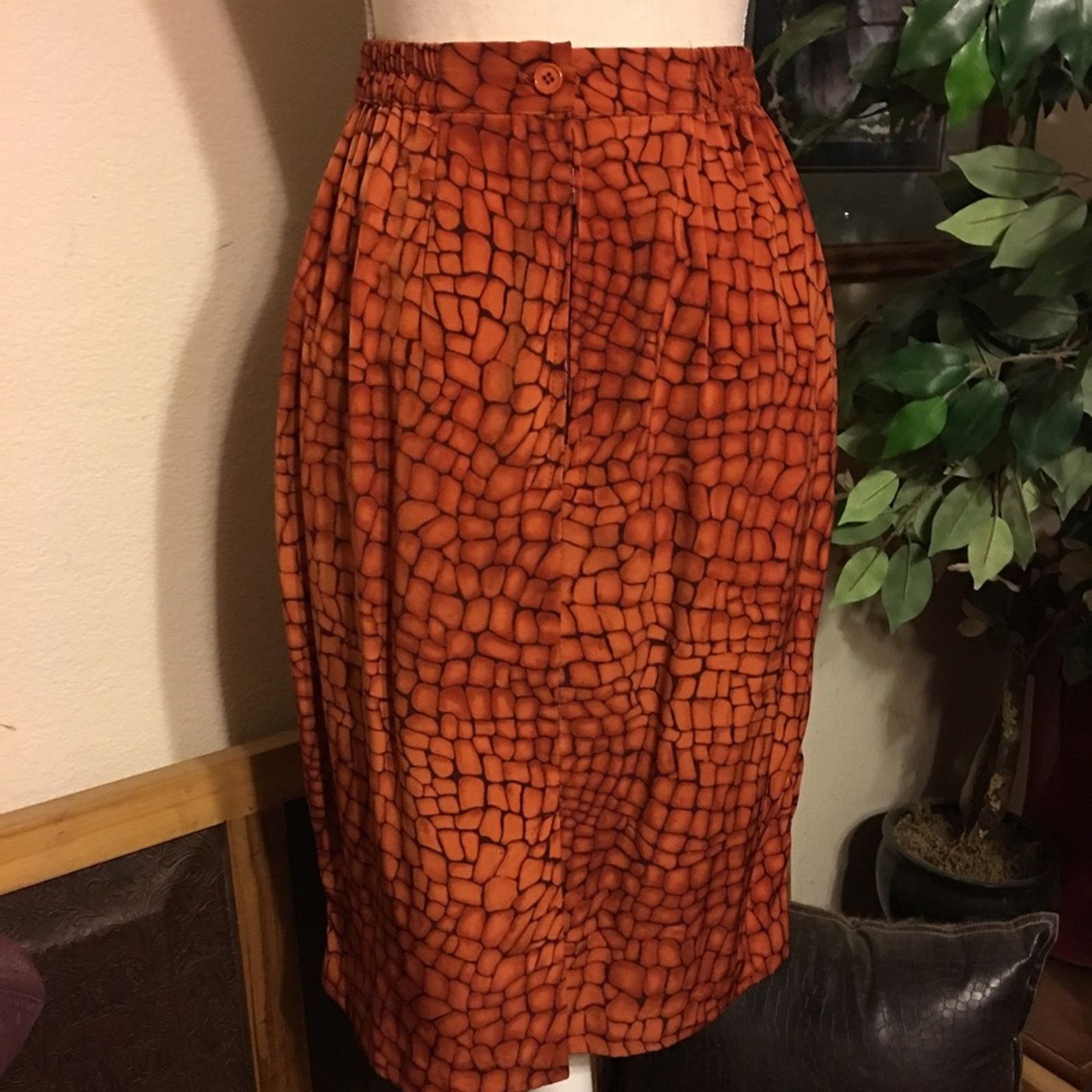 Vintage Lew Magram cognac/orange crocodile skirt suit 6 Size M / US 6-8 / IT 42-44 - 7 Thumbnail