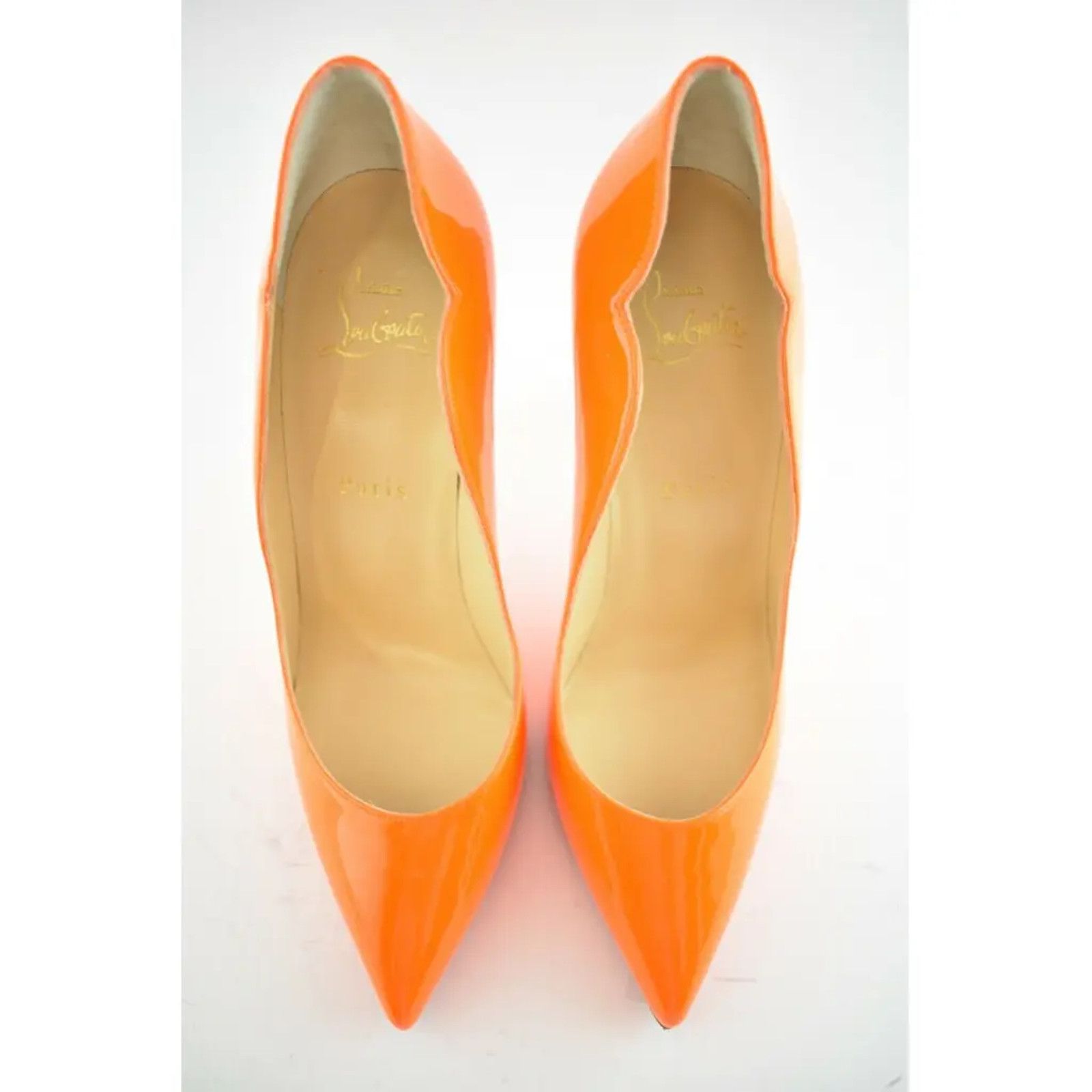Christian Louboutin Hot Chick 100 Patent Fluo Fizz Orange Neon Heel Pump 36.5 Size US 6.5 / IT 36.5 - 7 Thumbnail