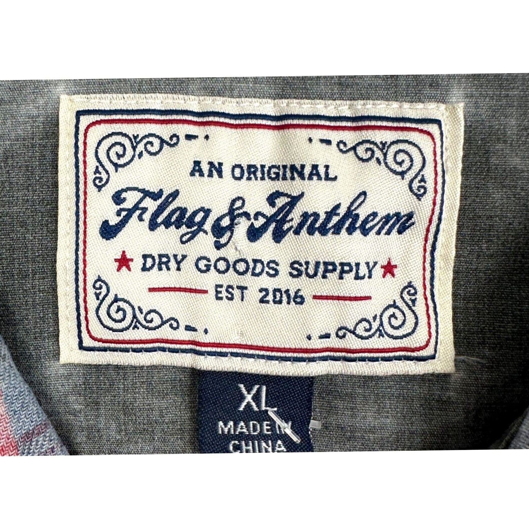 Flag & Anthem Flag Anthem Button-Up Shirt Mens XL Plaid Blue Grey Orange Stretch Chest Pocket Casual Workwear Size US XL / EU 56 / 4 - 4 Thumbnail