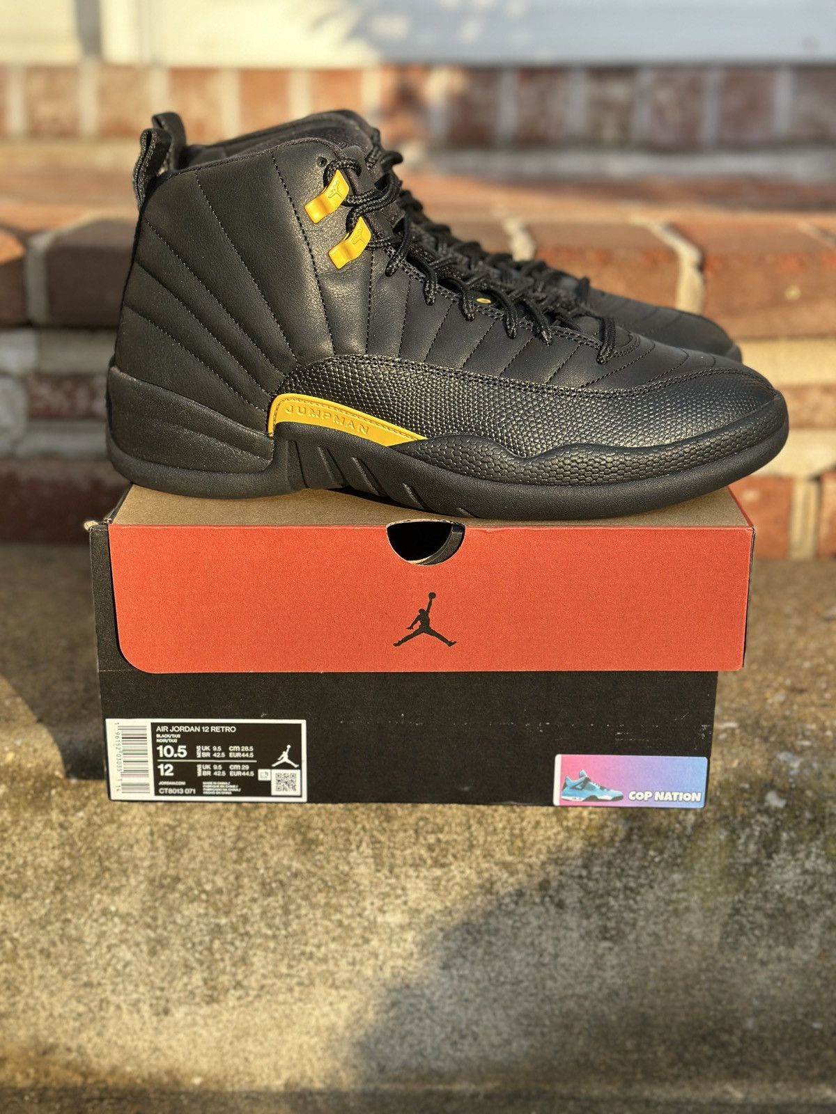 Jordan Brand Nike Air Jordan 12 Retro Black Taxi (10.5M) Size US 10.5 / EU 43-44 - 1 Thumbnail
