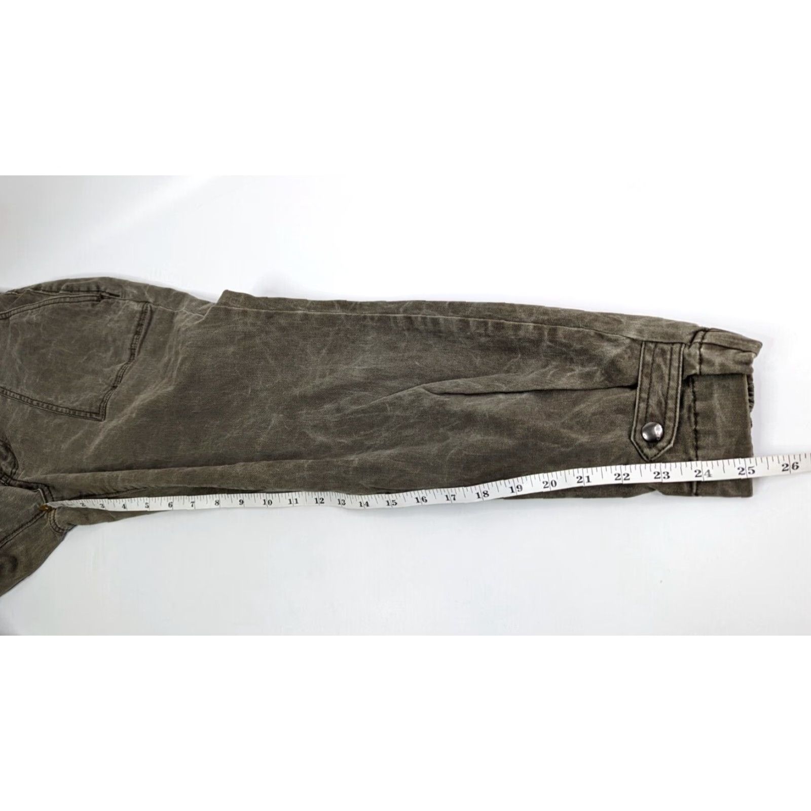 Express Express Womens Jeans 8 Green Olive Stretch Cropped Straight High Rise Pockets Denim 78% Cotton 20% Rayon 2% Spandex Size 30" / US 8 / IT 44 - 6 Thumbnail
