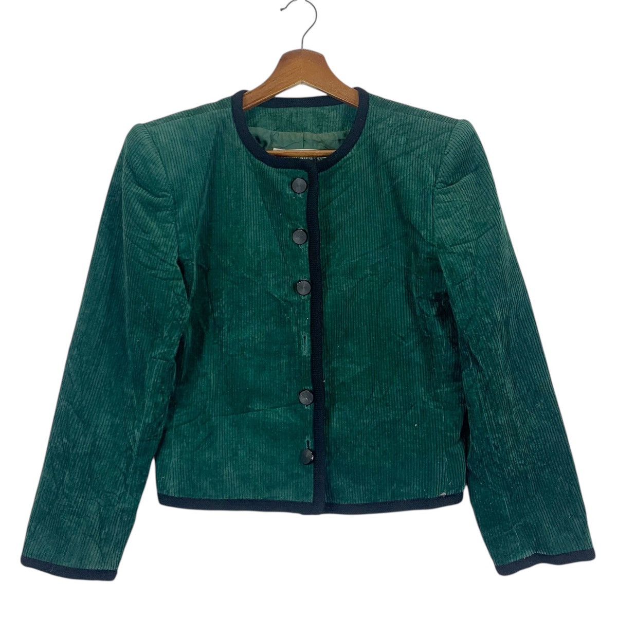 Vintage × Yves Saint Laurent Vintage YSL Dark Green Cropped Jacket Size M / US 6-8 / IT 42-44 - 1 Thumbnail